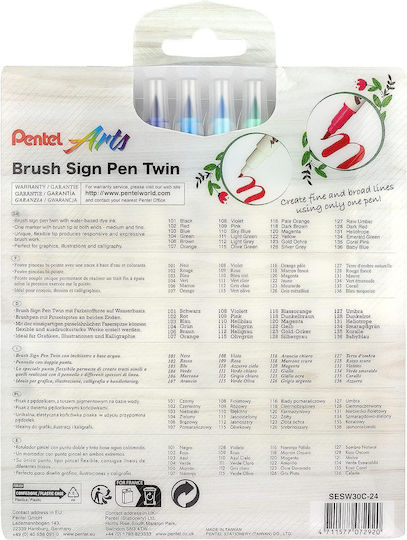 Pentel Arts Brush Sign Pen Acrylmarker Brush Sign Pen Twin Colors 1Stück