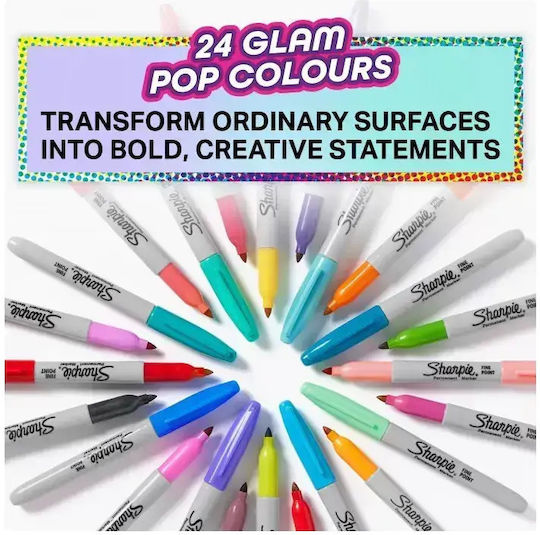 Sharpie Ανεξίτηλοι Μαρκαδόροι Glam Pop Σετ 24 χρώματα