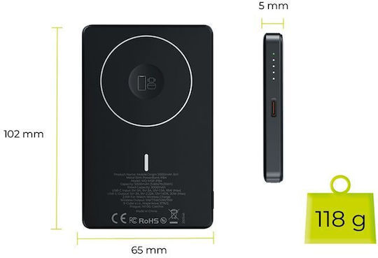 Mobile Origin PB4 Power Bank 5000mAh Gray