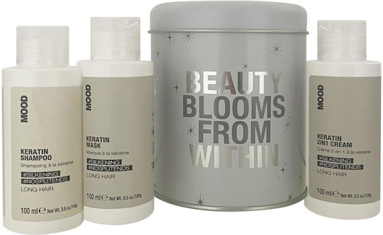 Mood Keratin Hair Care Set for Thin Hair with Shampoo and Mask 3 Pieces