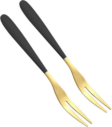 Set 2 Luxus Gabeln Desserts Früchte Muscheln Schnecke Servieren Stahl 12 Cm Gold Schwarz