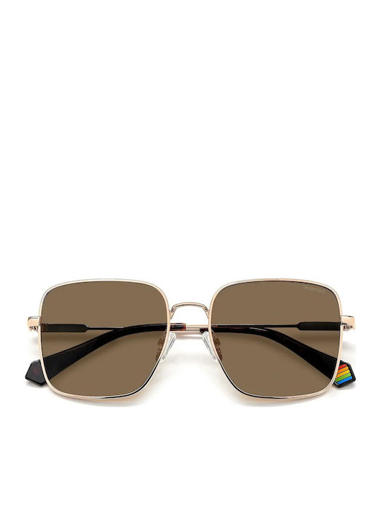 Polaroid Women's Sunglasses with Gold Metal Frame and Brown Lens PLD6194/S DDB/SP