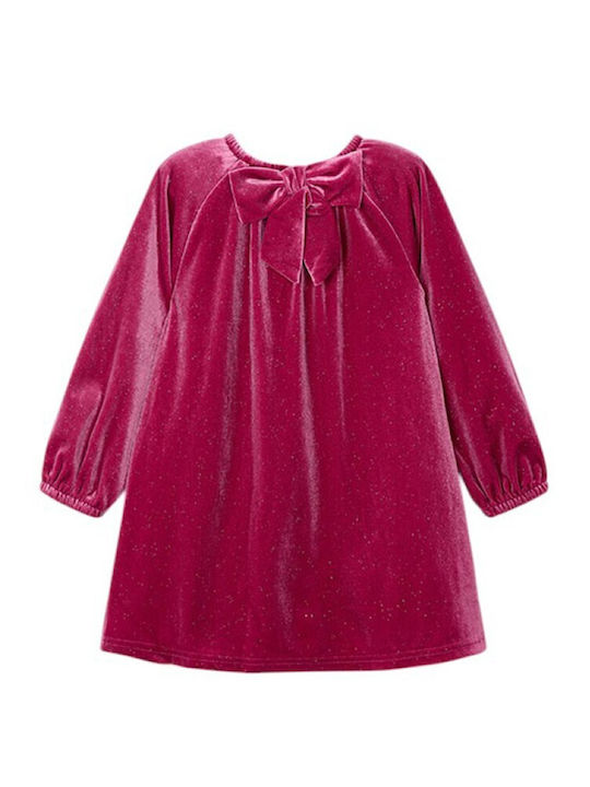 Sparkles Children's Dress Long Sleeve Velvet Bordeaux