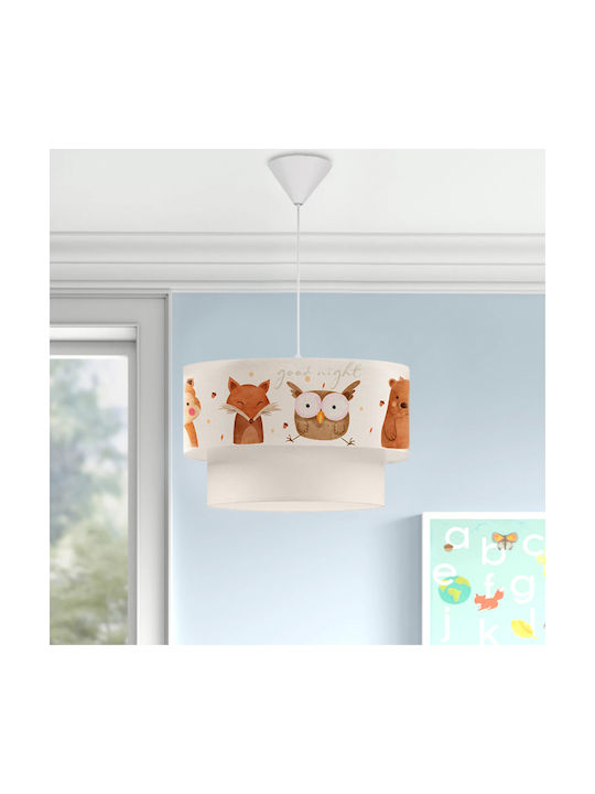 Megapap Kids Fabric Single Ceiling Light E27 Peppa Animal Brown 60W 30x20cm