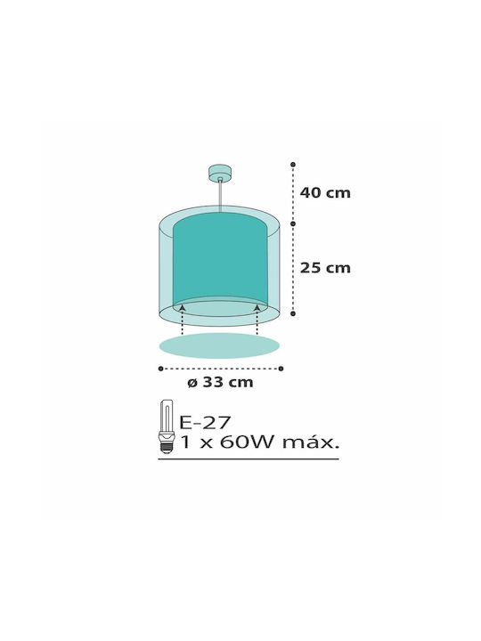 Ango Kids Plastic Single Ceiling Light E27 Clouds Green 23W