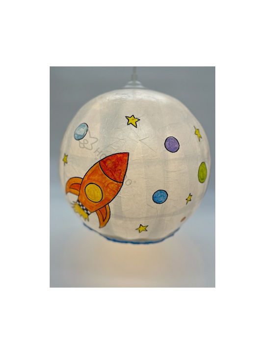 Harti Harti Kids Paper Single Ceiling Light E27 Rocket Space White - Multicoloured