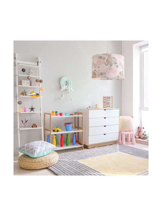 Veis Kids Plastic Single Ceiling Light E27 Elephants Pink 15W 35x24cm