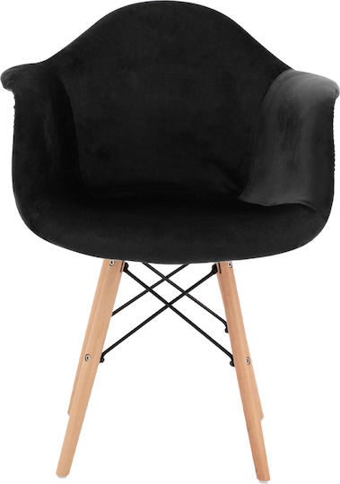 Mirto Stühle Speisesaal Black Velvet-Black Metal 2Stück 62x62x80cm