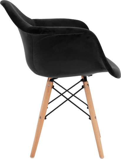 Mirto Stühle Speisesaal Black Velvet-Black Metal 2Stück 62x62x80cm