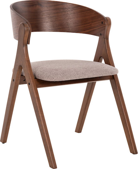 Rubberwood Dining Room Wooden Armchair Walnut-beige 56x55x78cm 2pcs