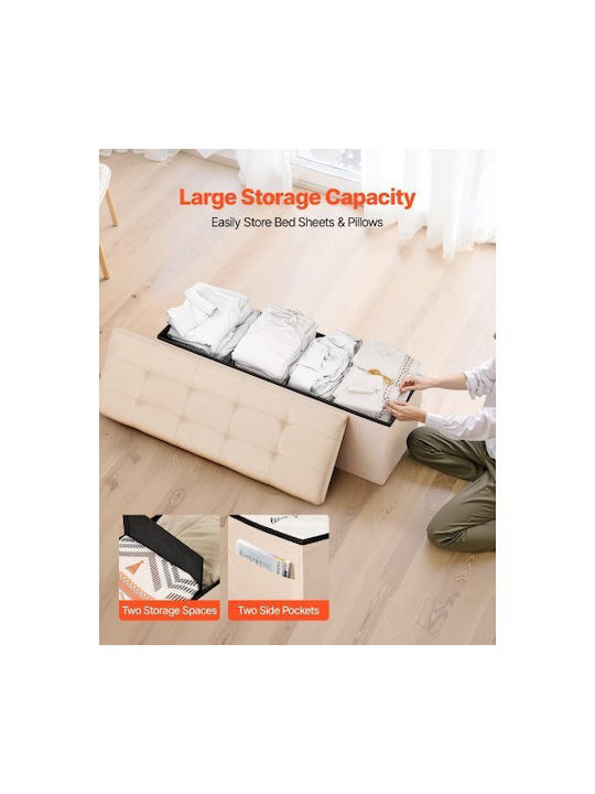 Collapsible Bench Stool with Storage Space Wooden Beige