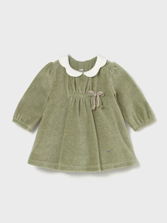 Kinderkleid Langärmelig Samt Grün