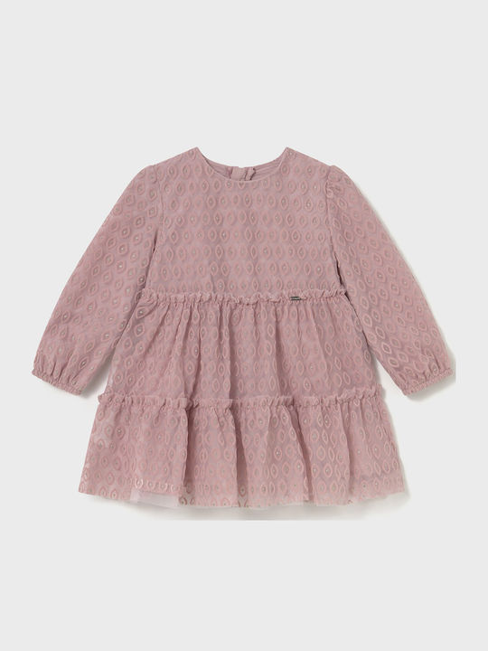 Children's Dress Long Sleeve Tulle Pink