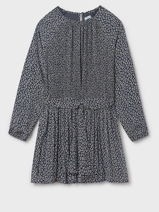 Mädchenkleid Langärmelig Set aus 2 mit Mantel und Zubehör Blau