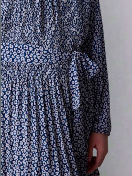 Mädchenkleid Langärmelig Set aus 2 mit Mantel und Zubehör Blau