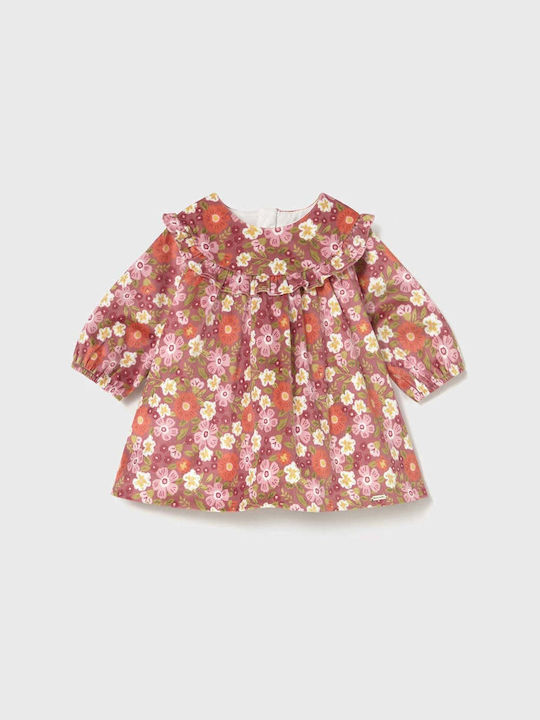 Mädchenkleid Langärmelig Samt Blumen Set aus 2 Rosa