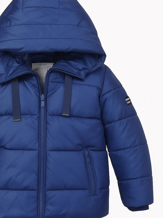 Kids' Quilted Jacket Short with Lining & Hood Blue