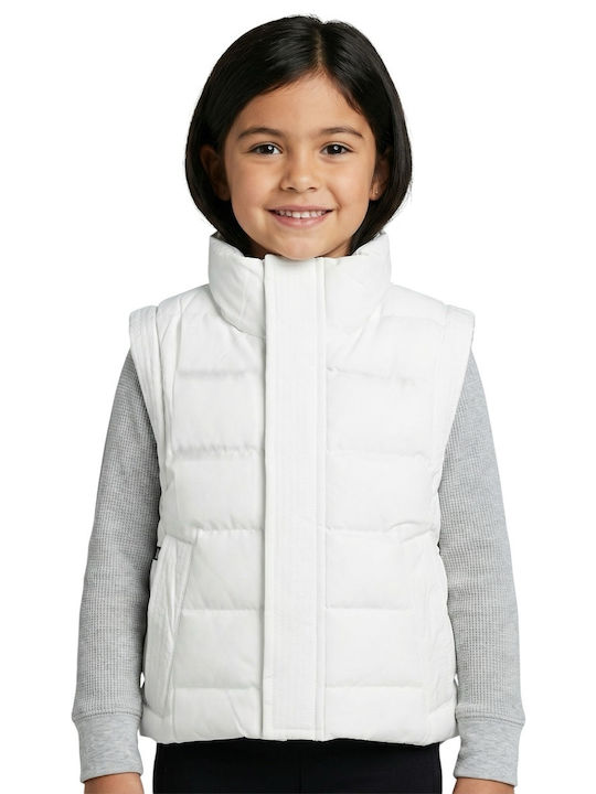 Waterproof Kids' Quilted Jacket Sleeveless Windproof White