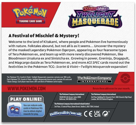 Pokemon Scarlet & Violet Mascaradă La Amurg Pachet Booster Mascaradă La Amurg 1 Pachet Booster (Engleză) Diverse Modele