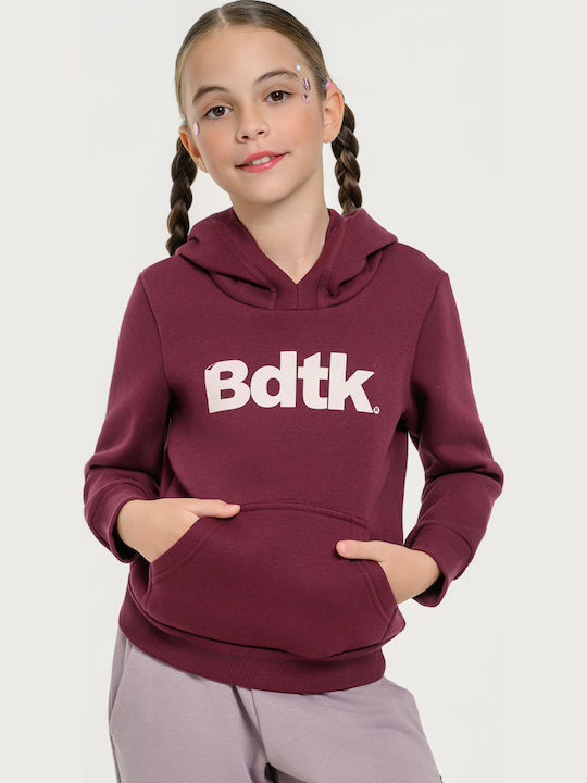 Fleece Kids Sweatshirt with Hood and Pockets Burgundy