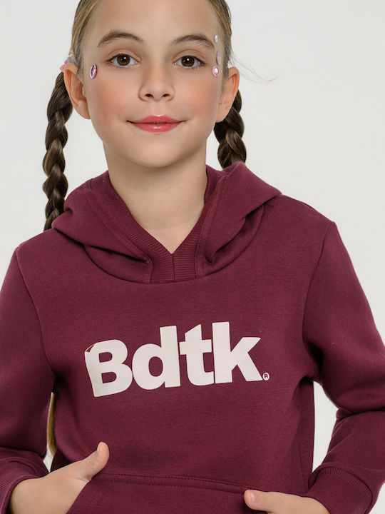 Fleece Kids Sweatshirt with Hood and Pockets Burgundy
