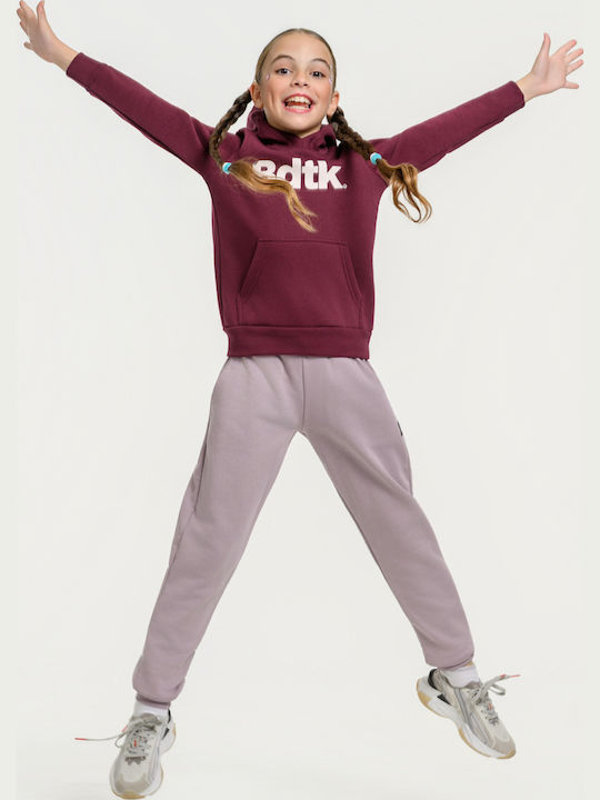 Fleece Kids Sweatshirt with Hood and Pockets Burgundy