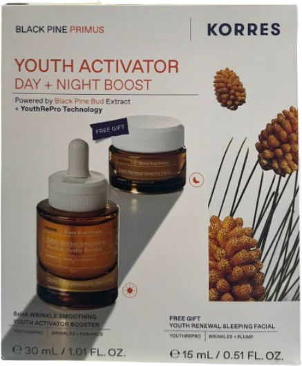 Korres Black Pine Primus Youth Activator Day + Night Boost Σετ Περιποίησης για Αντιγήρανση 2τμχ