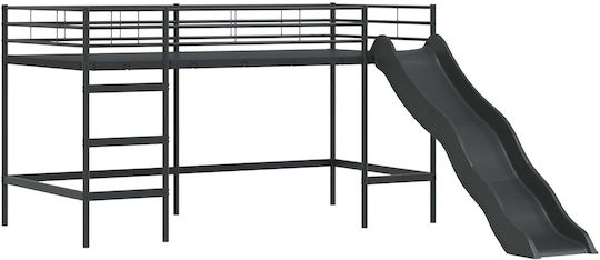 Kinderbett Einzel Schwarz für Matratze 100x201cm