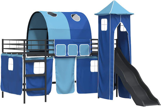 Kinderbett Einzel mit Schiebebett Schwarz für Matratze 100x201cm