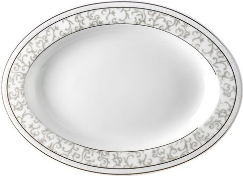 Van Kottler 21cm Servierplatte Oval aus Porzellan Silver 1Stück Van Kottler 21cm Servierplatte Oval aus Porzellan Silver 1Stück