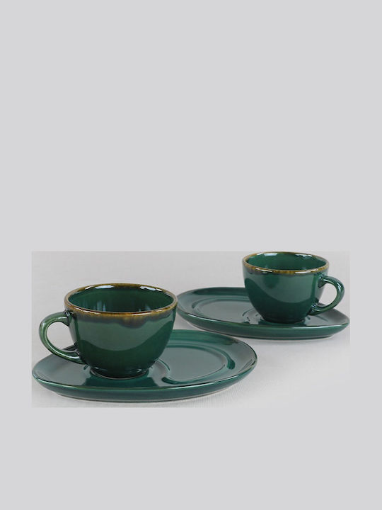 Set Tassen Kaffee Keramik Grün 215ml 2Stück