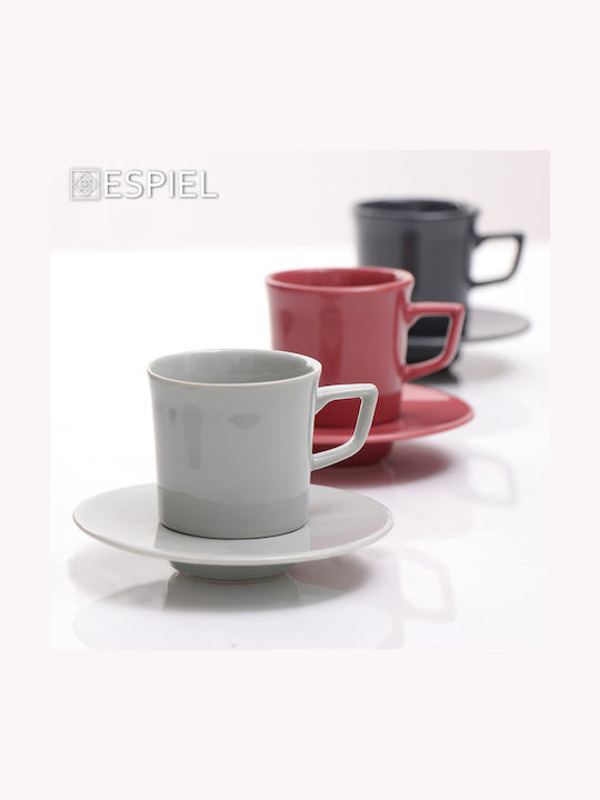 Espiel Essentials Σετ Φλιτζάνια Espresso από Πορσελάνη Pomegranate 100ml 6τμχ