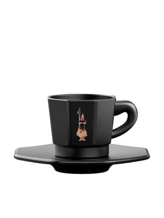 Bialetti Moka Σετ Φλιτζάνια Καφέ από Πορσελάνη Μαύρα 75ml 4τμχ