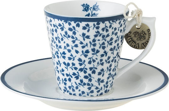 Laura Ashley Blueprint Σετ Φλιτζάνια Espresso από Πορσελάνη Floris & Candy Stripe 100ml 4τμχ