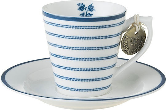 Laura Ashley Blueprint Σετ Φλιτζάνια Espresso από Πορσελάνη Floris & Candy Stripe 100ml 4τμχ