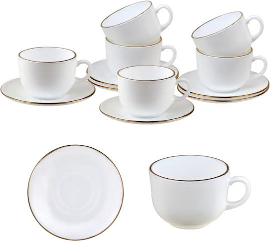 KING Hoff Set Tassen Kaffee Glas Braun 210ml 12Stück