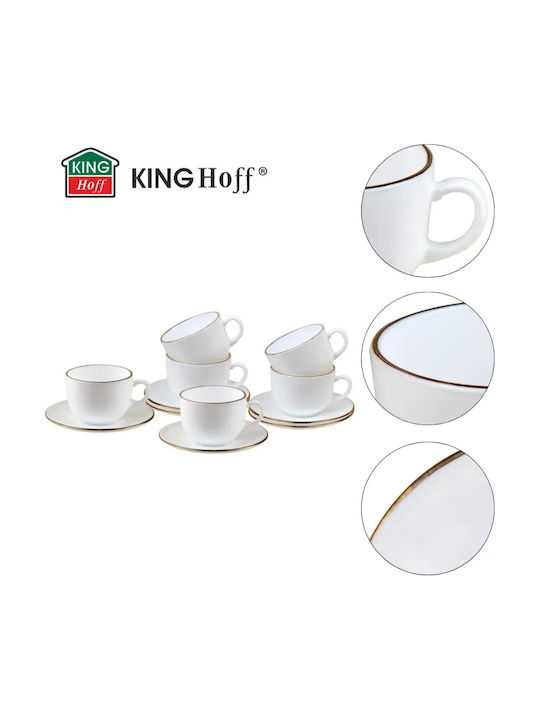 KING Hoff Set Tassen Kaffee Glas Braun 210ml 12Stück