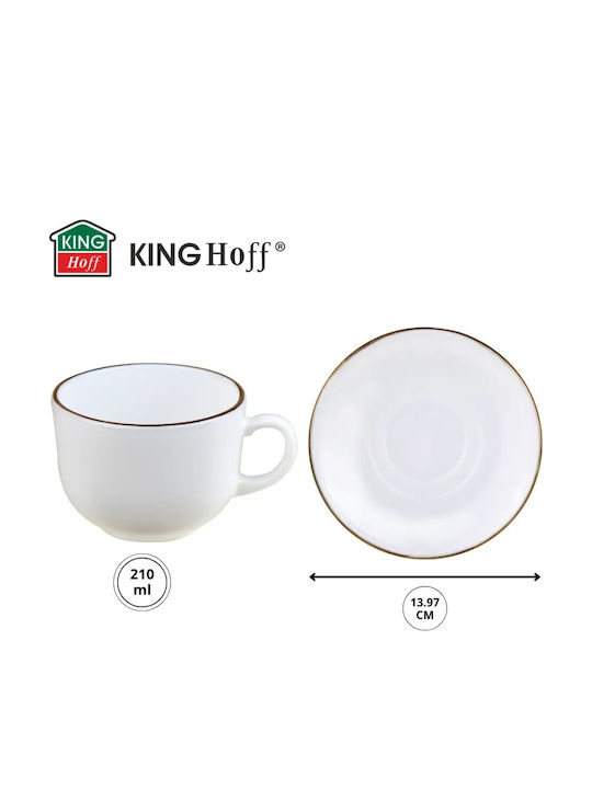 KING Hoff Set Tassen Kaffee Glas Braun 210ml 12Stück