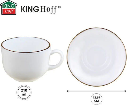 KING Hoff Set Tassen Kaffee Glas Braun 210ml 12Stück