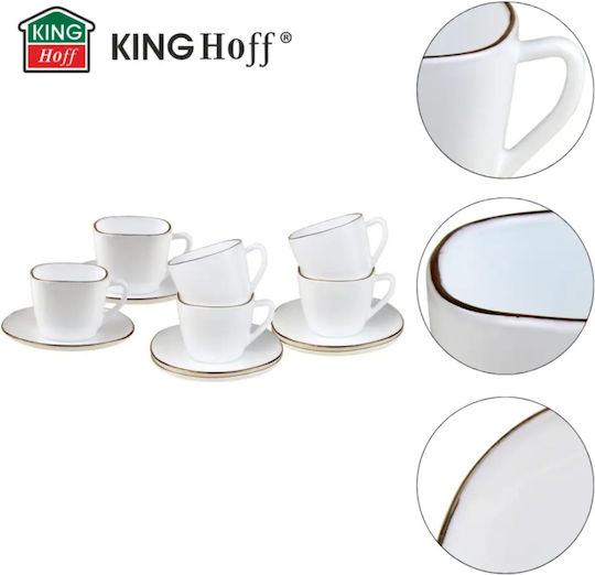 KING Hoff Set Tassen Kaffee Glas Braun 220ml 12Stück