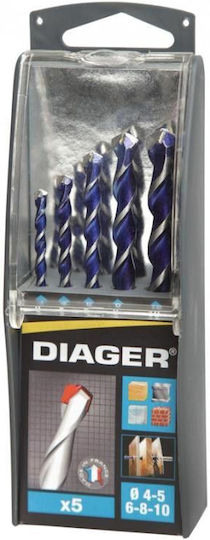 Multimaterial Cylindrical Shank Drill Bit Set 5 Pieces