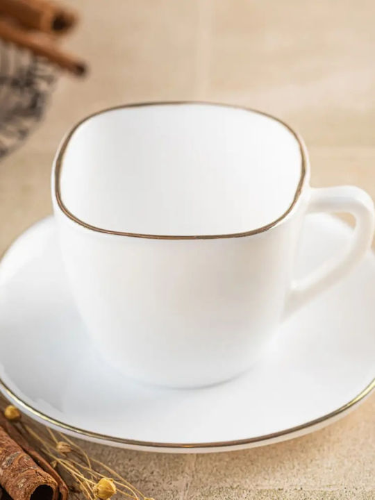 KING Hoff Set Tassen Kaffee Glas Braun 220ml 12Stück