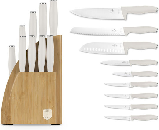 Berlinger Haus Sahara Messer Set mit Sockel aus Rostfreiem Stahl Weiß 10 Stück