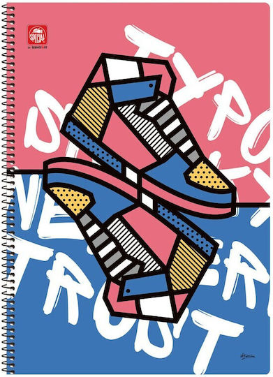 Typotrust Σπιράλ Τετράδια Ριγέ Β5 3 Θεμάτων Pop Art Πράσινο 8τμχ