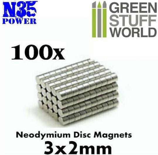 Green Stuff World Neodymium Round Magnet with Traction Force 0.19kg N35 L3xW3mm