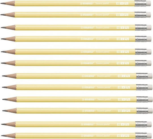Stabilo Swano Pastel Σετ 12 Μολύβια HB με Γόμα Κίτρινα