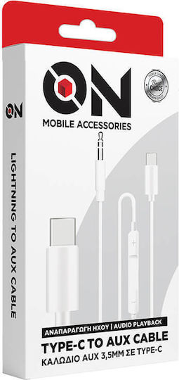 Καλώδιο Ήχου Aux 3.5mm Type-c Λευκό 1m On Mobile Accessories 1 Τεμάχιο