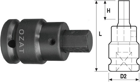 3/4'' Impact Socket Head External Hex Profile 2 Pieces 22