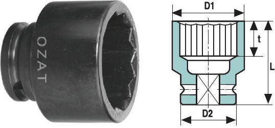 3/4'' Глава За Въздушен Удар 12 Точки Къса 1''