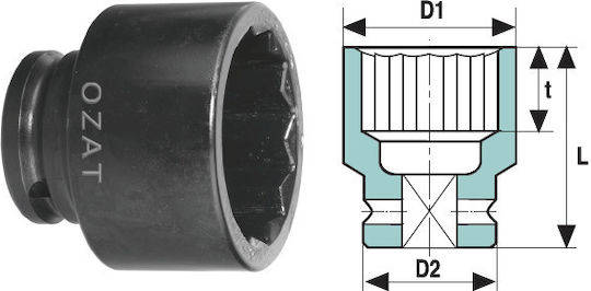 1" Impact Socket Head 12 Points Short 33